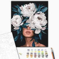 Картина по номерам BrushMe Тайна белых пионов BS54008 50 x 40 см / Вертикальная photo 2