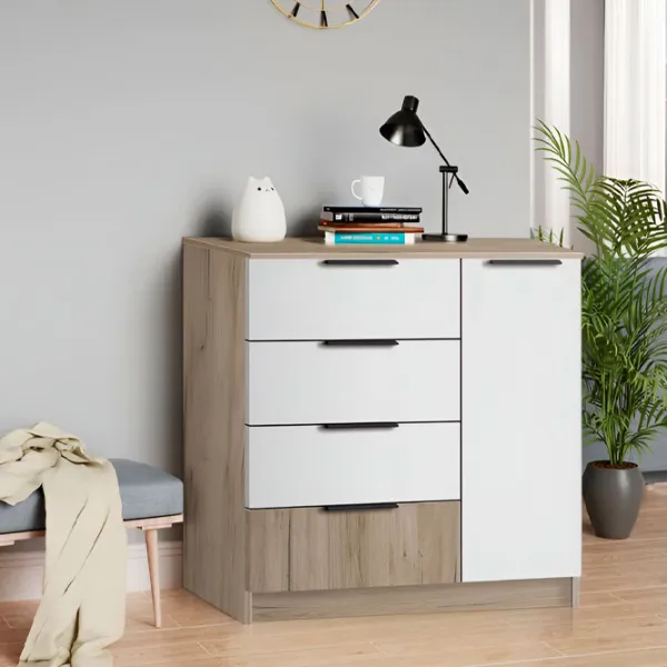 Comodă pentru birou Modern Komfort 4+1S 88 x 95 x 38 / PAL / Alb photo 2