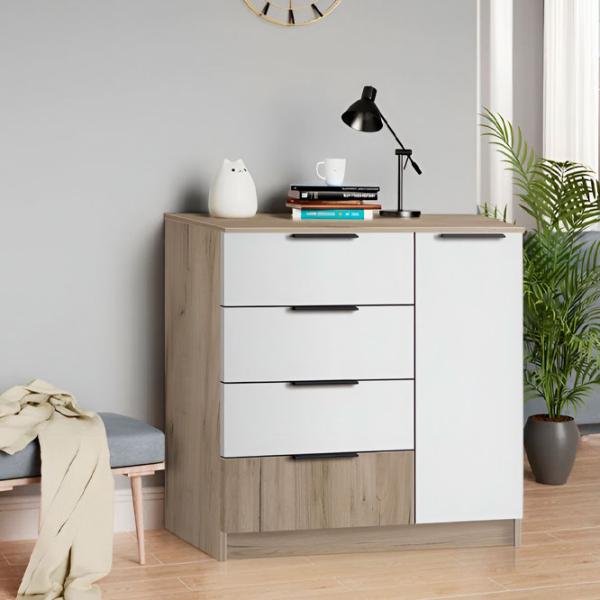 Comodă pentru birou Modern Komfort 4+1S 88 x 95 x 38 / PAL / Alb photo 2