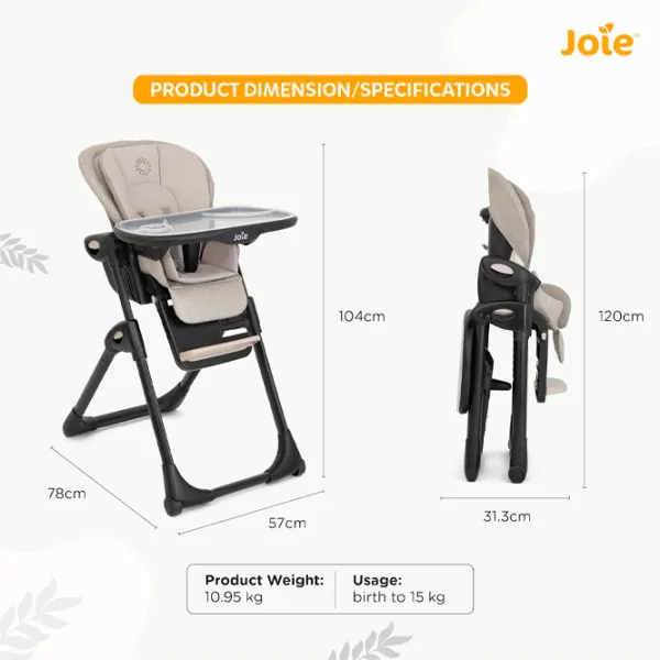 Стульчик для кормления Joie Mimzy Recline Speckled (H1013EASPK000) / 0 месяцев / Серый  photo 6