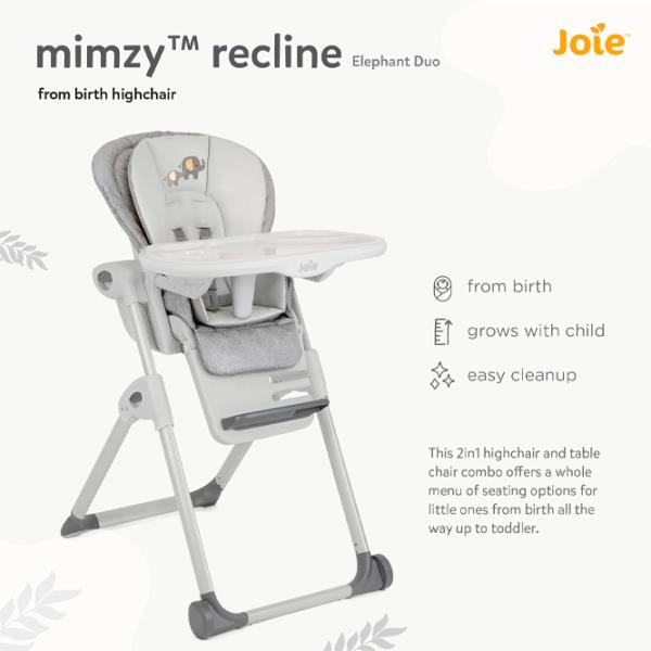 Стульчик для кормления Joie Mimzy Recline Elephant Duo (H1013DAELD000) / 0 месяцев / Белый  photo 7