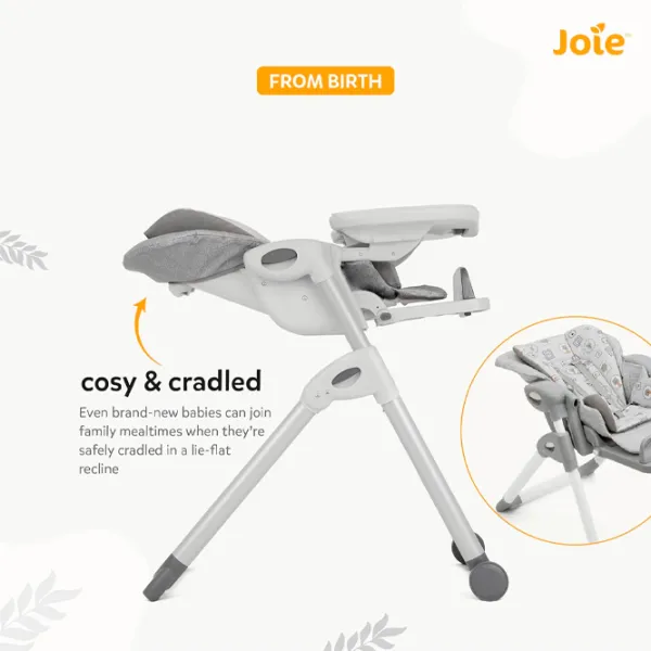 Стульчик для кормления Joie Mimzy Recline Elephant Duo (H1013DAELD000) / 0 месяцев / Белый  photo 9