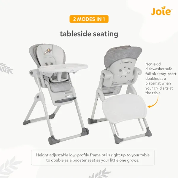 Стульчик для кормления Joie Mimzy Recline Elephant Duo (H1013DAELD000) / 0 месяцев / Белый  photo 12