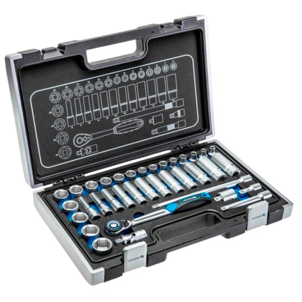 Set chei tubulare cu clichet Hoegert HT1R465 Cantitatea în set: 36 buc. photo 1 Set chei tubulare cu clichet Hoegert HT1R465 Cantitatea în set: 36 buc. photo 1