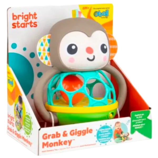 Jucărie senzorială Bright Starts Grab & Giggle Monkey 16779 0.6+ / Brown photo 9