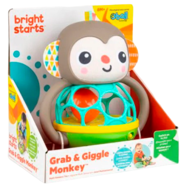 Jucărie senzorială Bright Starts Grab & Giggle Monkey 16779 0.6+ / Brown photo 9