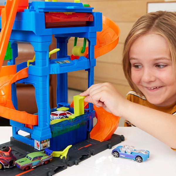 Pistă auto Hot Wheels City Tunnel Twist Car Wash & Color Shifters Vehicle HTN80  / / Multicolor photo 11
