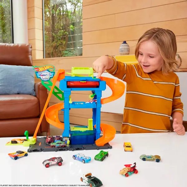 Pistă auto Hot Wheels City Tunnel Twist Car Wash & Color Shifters Vehicle HTN80  / / Multicolor photo 15