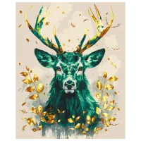 Pictură pe numere BrushMe Coroana padurii smaralda. Cu vopsele metalice BS54121 50 x 40 cm / Verticală