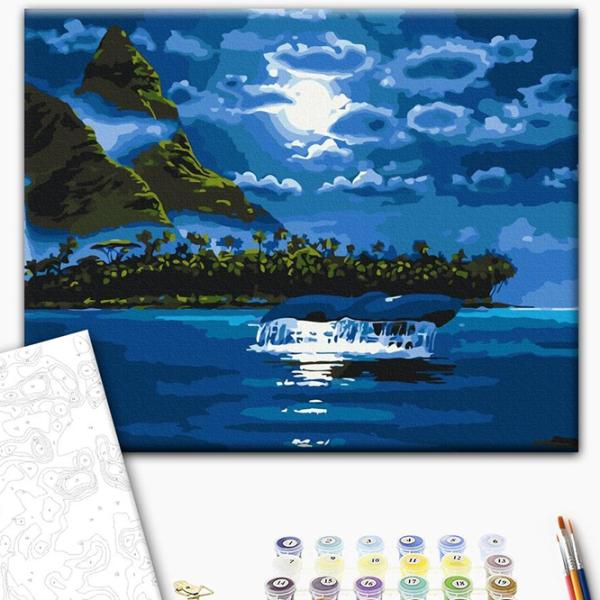 Pictură pe numere BrushMe Noapte cu lună BS33220 50 x 40 cm / Orizontală photo 2 Pictură pe numere BrushMe Noapte cu lună BS33220 50 x 40 cm / Orizontală photo 2