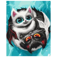 Картина по номерам BrushMe Кошки Рыбы BS53971 50 x 40 см / Вертикальная