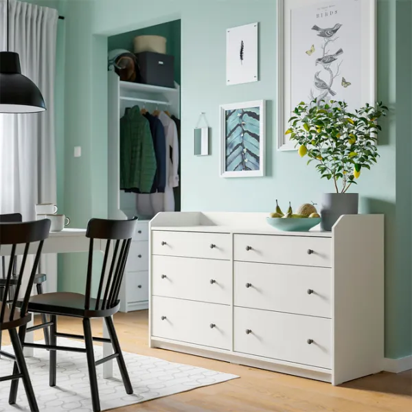 Comodă Ikea Hauga 84 x 138 x 46 / MDF / Alb photo 3 Comodă Ikea Hauga 84 x 138 x 46 / MDF / Alb photo 3