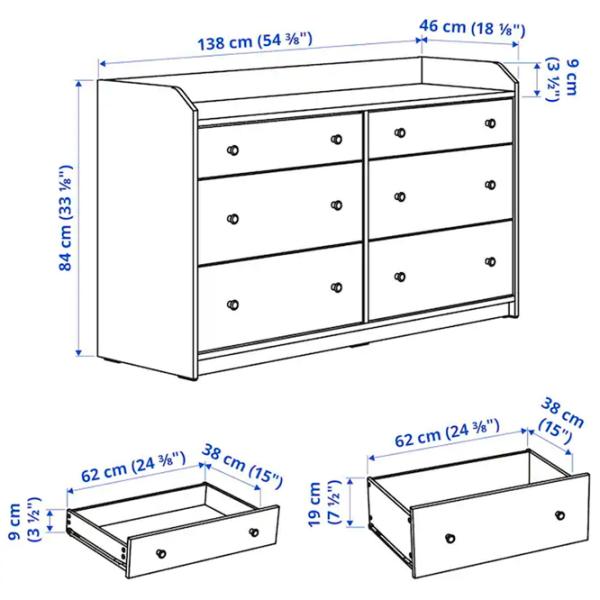 Comodă Ikea Hauga 84 x 138 x 46 / MDF / Alb photo 7 Comodă Ikea Hauga 84 x 138 x 46 / MDF / Alb photo 7