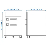 Comodă Ikea Idasen 61 x 42 x 47 / Metal / Gri închis photo 2