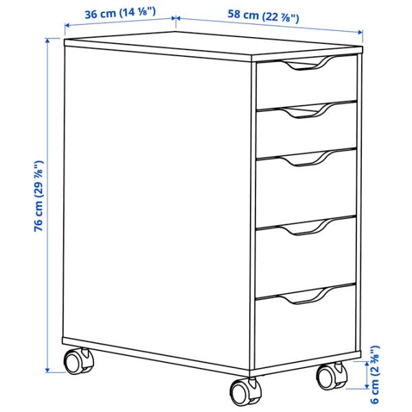 Comodă Ikea Alex 76 x 36 x 58 / MDF / Alb photo 5