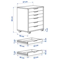 Comodă Ikea Alex 66 x 67 x 48 / MDF / Stejar photo 3