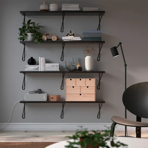 Полка Ikea Bergshult/Forlaggare ДСП / Черный-коричневый photo 6