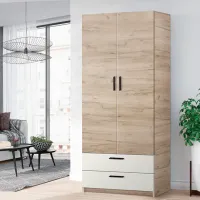 Dulap Modern Andi 80 x 49 x 206 / DSP / Stejar craft gri photo 2