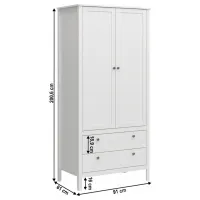 Dulap Tempo Kondela Olje 2D2S 91 x 61 x 200.6 / MDF / Alb photo 2