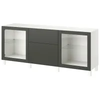 Kухонный шкаф Ikea Besta/Lappviken/Sindvik/Stubbarp Серый / Стекло