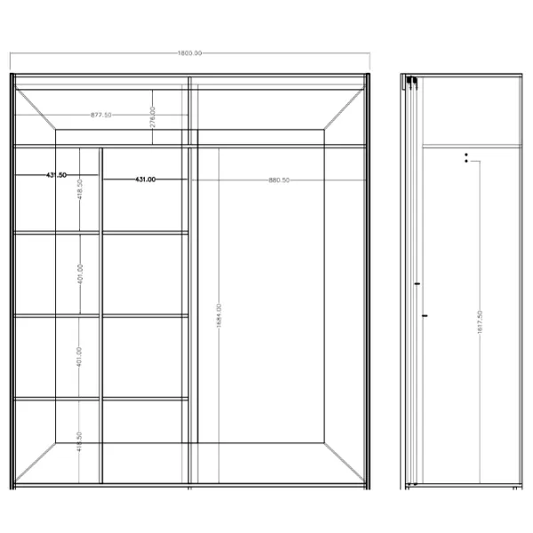 Dulap Helvetia Alfa 220E1517 180 x 61 x 215 / PAL / Stejar Sanremo Deschis photo 4