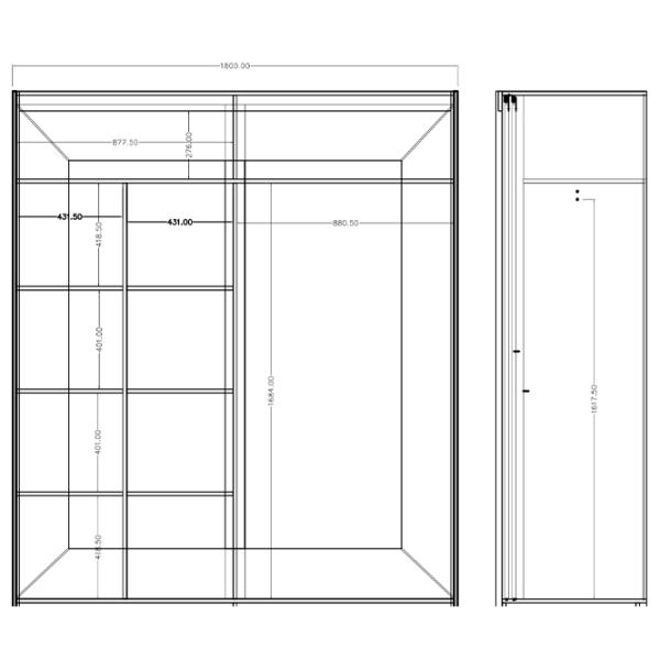 Dulap Helvetia Alfa 220E1517 180 x 61 x 215 / PAL / Stejar Sanremo Deschis photo 4