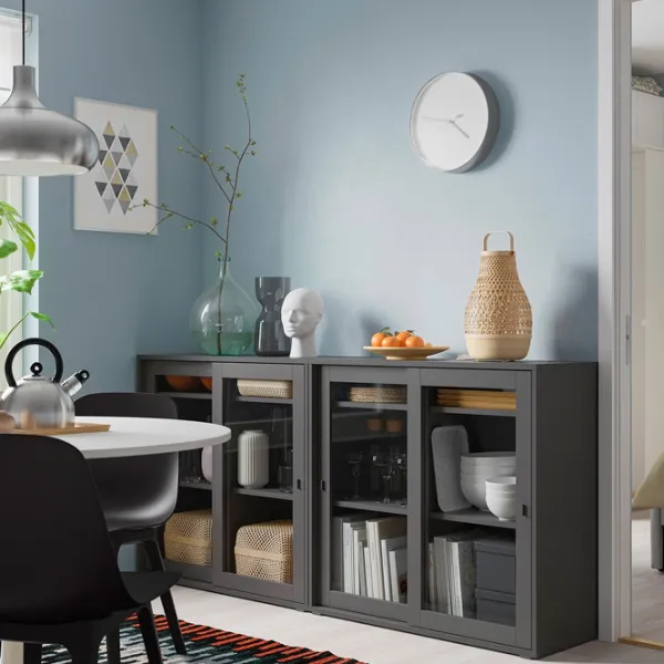 Kухонный шкаф Ikea Vihals Серый / Стекло photo 2 Kухонный шкаф Ikea Vihals Серый / Стекло photo 2