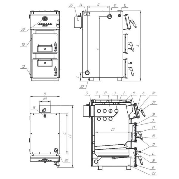 Cazan pe combustibil solid Teplodar Cupper Pro-28 (2.0) 28 kW /  photo 3 Cazan pe combustibil solid Teplodar Cupper Pro-28 (2.0) 28 kW /  photo 3