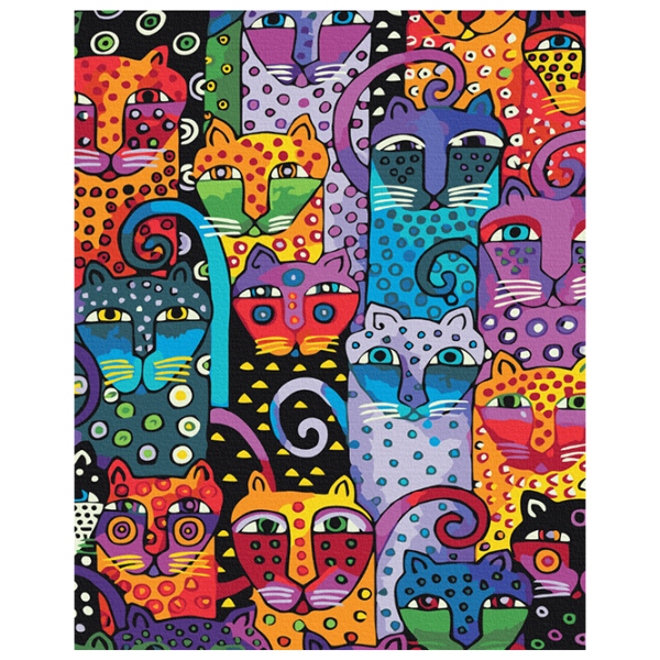 Картина по номерам BrushMe Разноцветные кошки BS9372 50 x 40 см / Вертикальная photo 1