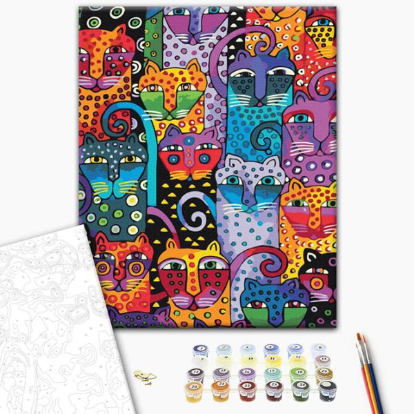 Картина по номерам BrushMe Разноцветные кошки BS9372 50 x 40 см / Вертикальная photo 2