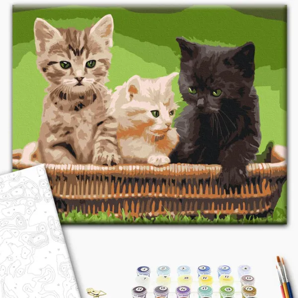 Pictură pe numere BrushMe Motănași în coș RBS52621 40 x 30 cm / Orizontală photo 3