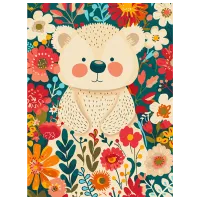 Картина по номерам BrushMe Мишка в цветах KBS0159 40 x 30 cm / Вертикальная