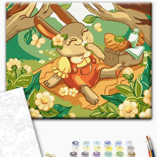 Pictură pe numere BrushMe Iepuraș la picnic KBS0138 40 x 30 cm / Orizontală photo 3 Pictură pe numere BrushMe Iepuraș la picnic KBS0138 40 x 30 cm / Orizontală photo 3