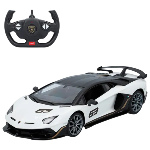 Mașină Rastar Lamborghini Aventador SVJ 26928   / / Black White photo 1 Mașină Rastar Lamborghini Aventador SVJ 26928   / / Black White photo 1