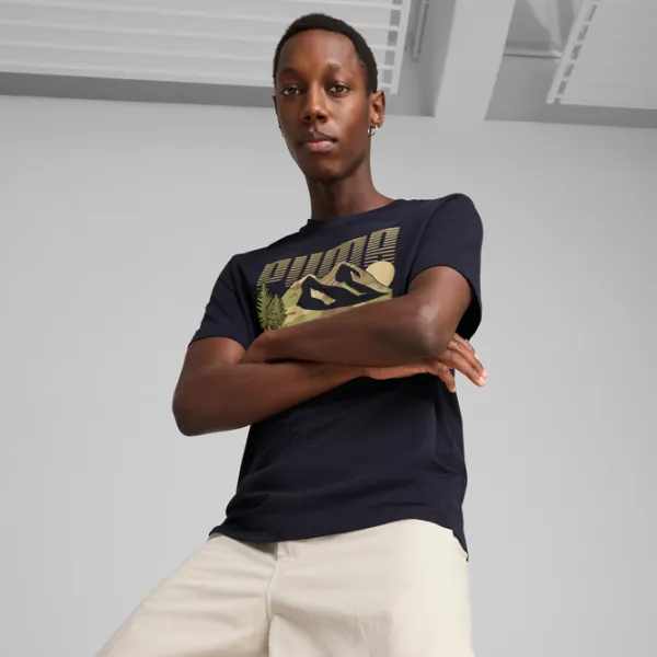 Футболка для мужчин Puma Graphics Mountain Tee 100% хлопок / Тёмно-синий photo 3