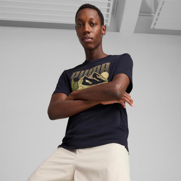 Футболка для мужчин Puma Graphics Mountain Tee 100% хлопок / Тёмно-синий photo 3
