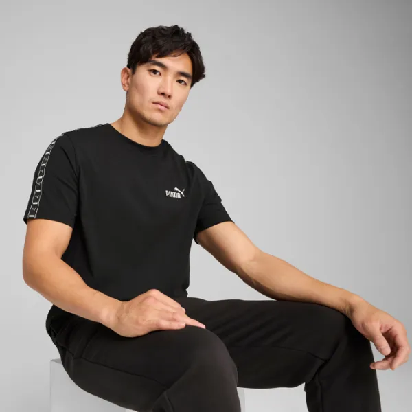 Tricou pentru bărbați Puma Ess Tape Tee 100% bumbac / Black photo 3