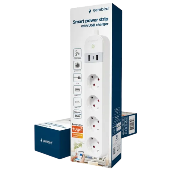 Prelungitor Gembird TSL-PS-S4U-01-W 1.5 m White photo 2 Prelungitor Gembird TSL-PS-S4U-01-W 1.5 m White photo 2