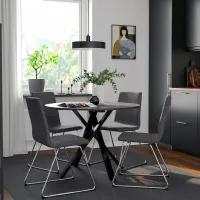 Set masă și scaune Ikea Mariedamm Rotundă / PAL / Black photo 6
