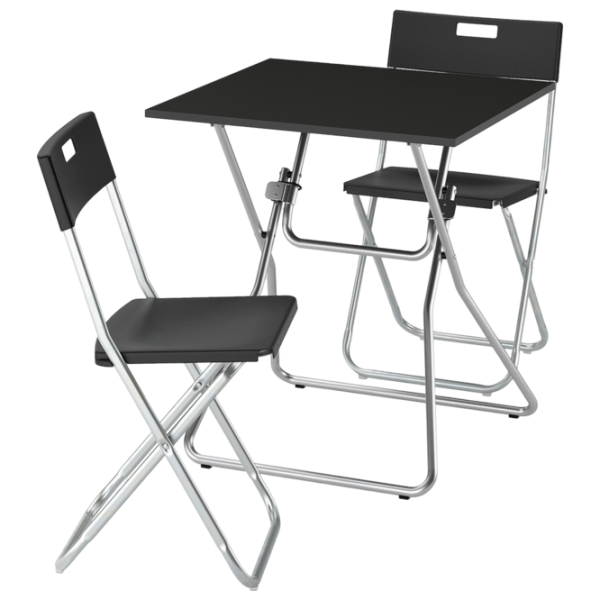 Обеденные стол со стульями Ikea Gunde Квадратная / ДСП / Черный photo 1