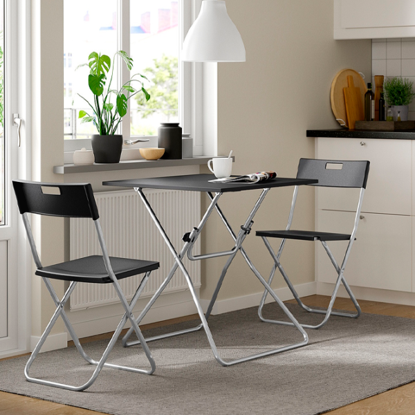 Обеденные стол со стульями Ikea Gunde Квадратная / ДСП / Черный photo 6