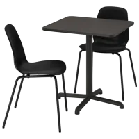 Обеденные стол со стульями Ikea Stensele/Lidas Квадратная / ДСП / Черный