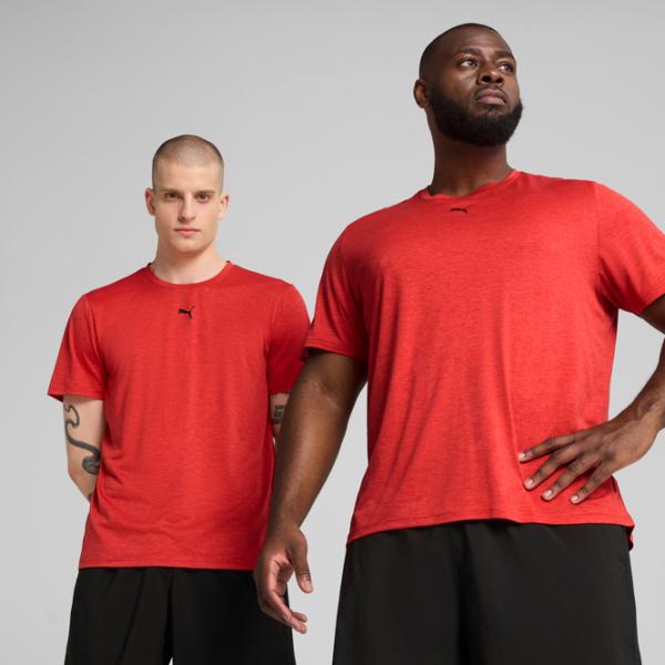 Tricou pentru bărbați Puma M Tad Essentials Heather Left Chest Logo Tee 100% poliester / Red photo 3