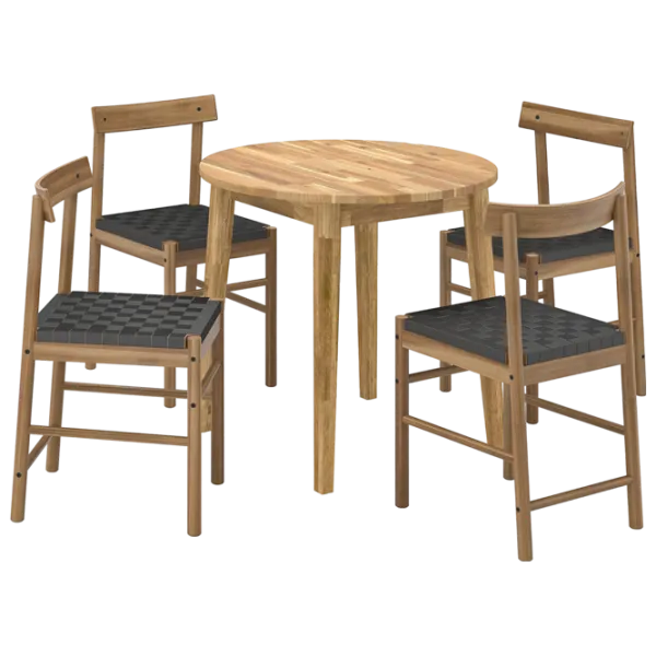 Обеденные стол со стульями Ikea Nackanas Круглая / Дерево / Wood photo 1