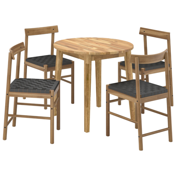 Обеденные стол со стульями Ikea Nackanas Круглая / Дерево / Wood photo 1