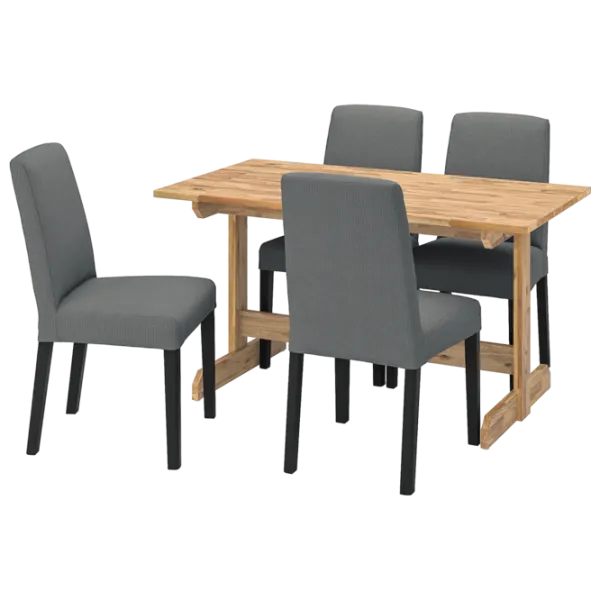 Set masă și scaune Ikea Nackanas/Bergmund/Nykvarn Dreptunghiulară / Lemn / Wood photo 1