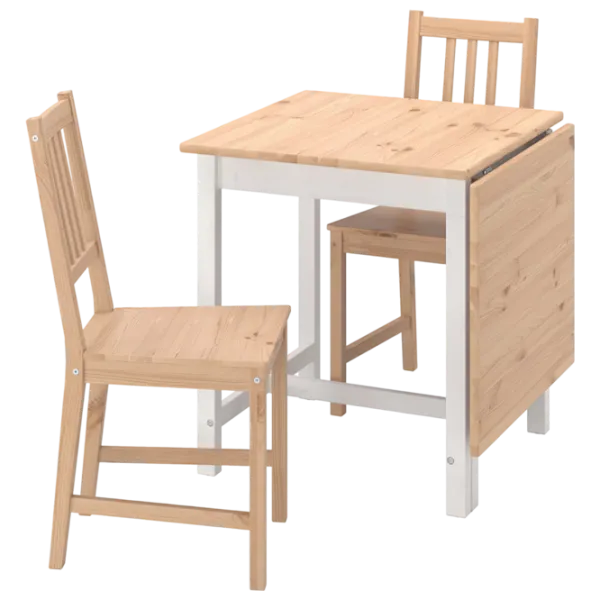 Set masă și scaune Ikea Pinntorp Dreptunghiulară / Lemn / White photo 1