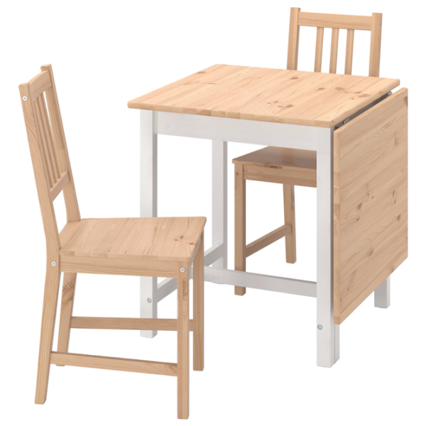 Set masă și scaune Ikea Pinntorp Dreptunghiulară / Lemn / White photo 1