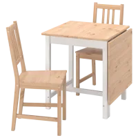 Set masă și scaune Ikea Pinntorp Dreptunghiulară / Lemn / White