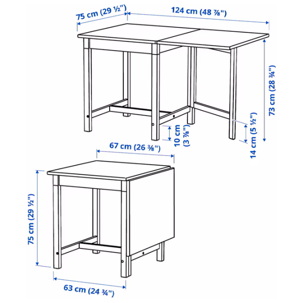 Set masă și scaune Ikea Pinntorp Dreptunghiulară / Lemn / White photo 5
